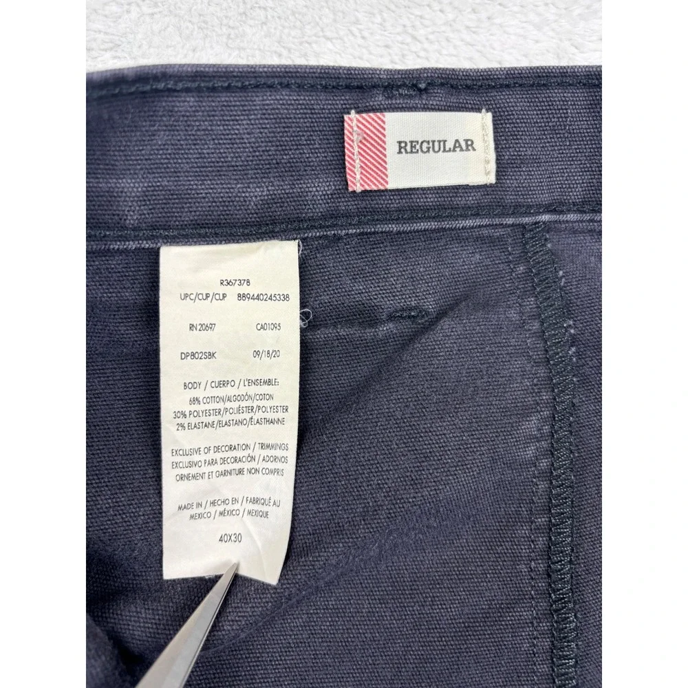 Dickies Flex Mens 40x30 Black Washed Carpenter Duck Canvas Pants